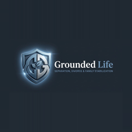 Grounded Life logo — cool slate-blue split shield and leaf emblem